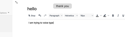 voice typing in Dictanote